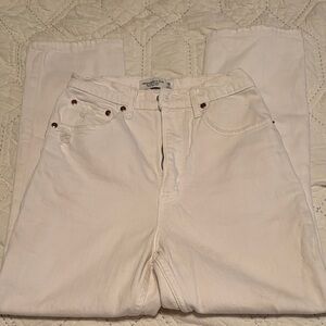 Abercrombie and Fitch The Ankle Straight Ultra High Rise Jeans White Denim Jeans
